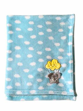 Le Bebe Favorite Elephant Clouds Aqua Security Lovey Blanket 31" X 36"